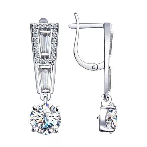 Серьги из серебра с фианитами