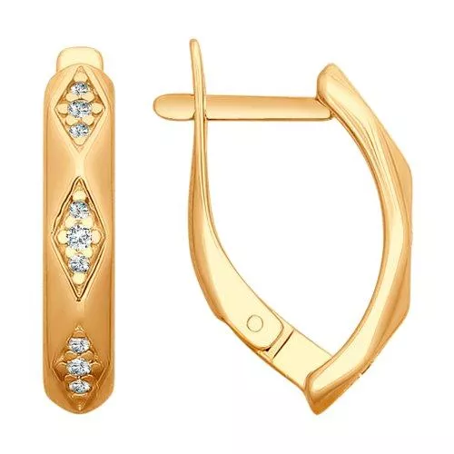 Серьги из золочёного серебра с фианитами