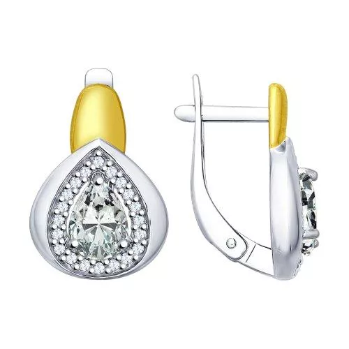 Серьги из серебра с фианитами