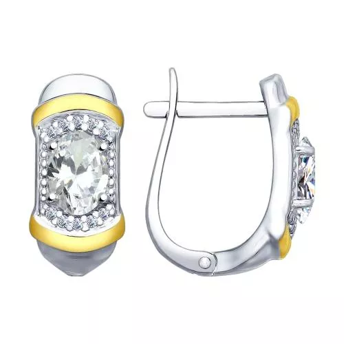 Серьги из серебра с фианитами