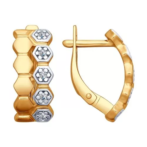 Серьги из золочёного серебра с фианитами