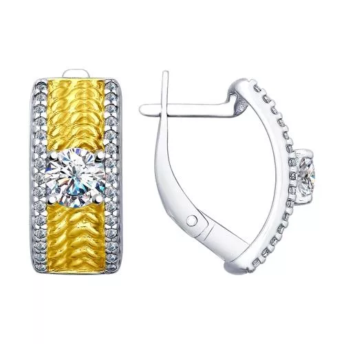 Серьги из золочёного серебра с фианитами