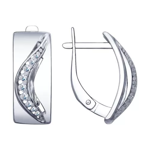 Серьги из серебра с фианитами