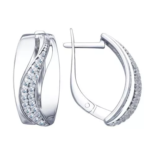 Серьги из серебра с фианитами
