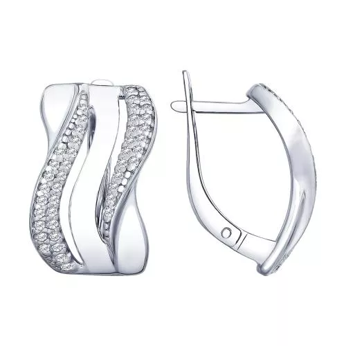 Серьги из серебра с фианитами
