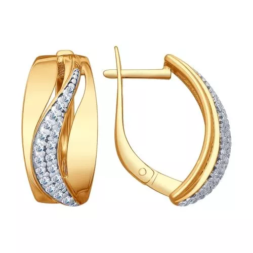 Серьги из золочёного серебра с фианитами