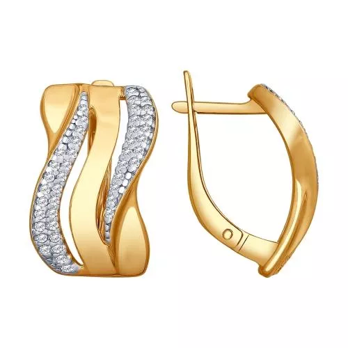 Серьги из золочёного серебра с фианитами