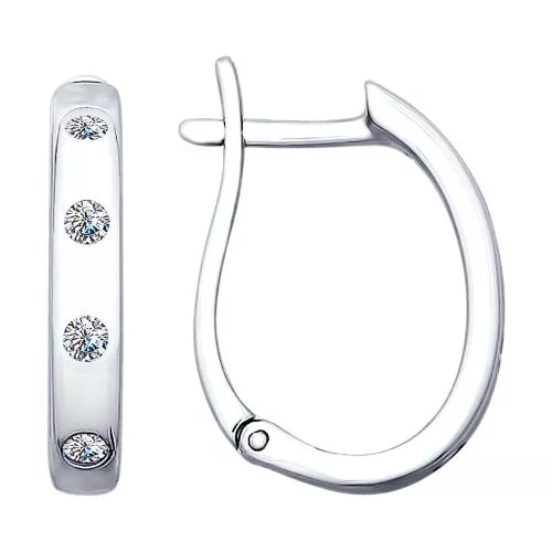 Серьги из серебра с фианитами