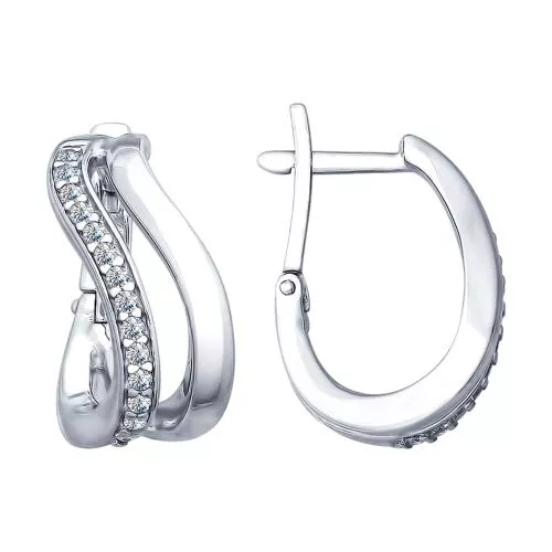 Серьги из серебра с фианитами