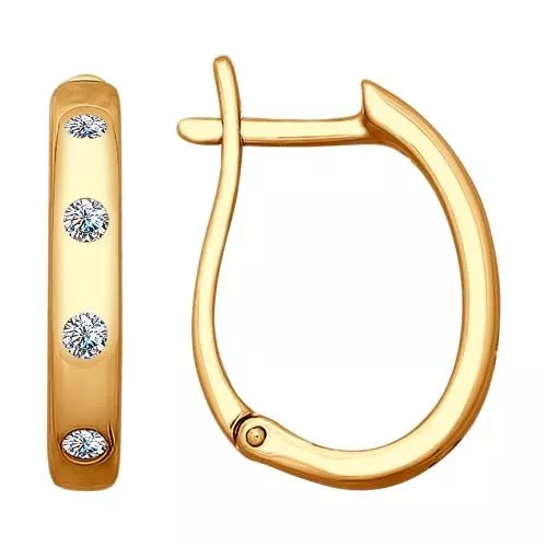 Серьги из золочёного серебра с фианитами