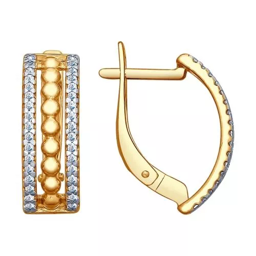 Серьги из золочёного серебра с фианитами