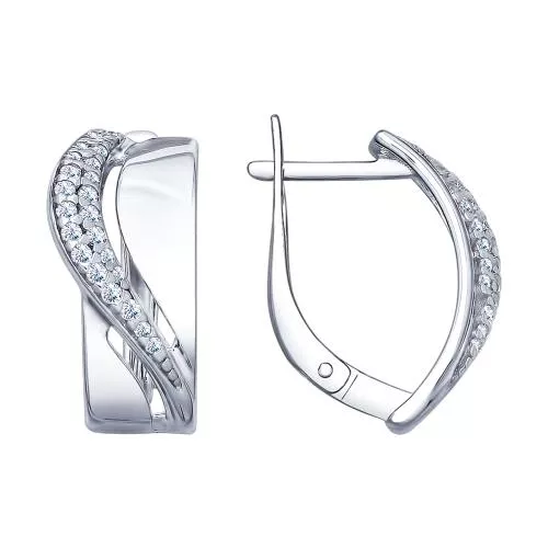 Серьги из серебра с фианитами