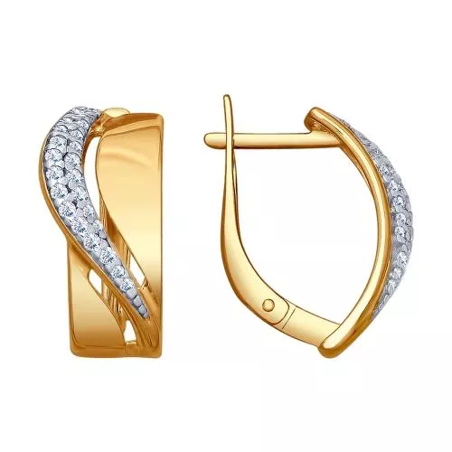 Серьги из золочёного серебра с фианитами