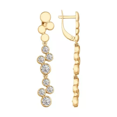 Серьги из золочёного серебра с фианитами