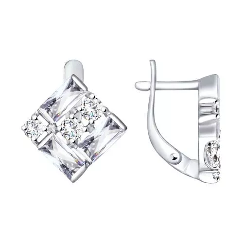 Серьги из серебра с фианитами