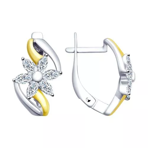 Серьги из серебра с фианитами