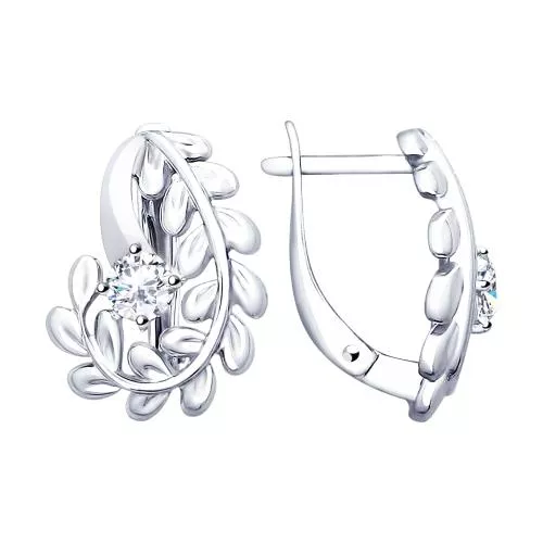 Серьги из серебра с фианитами