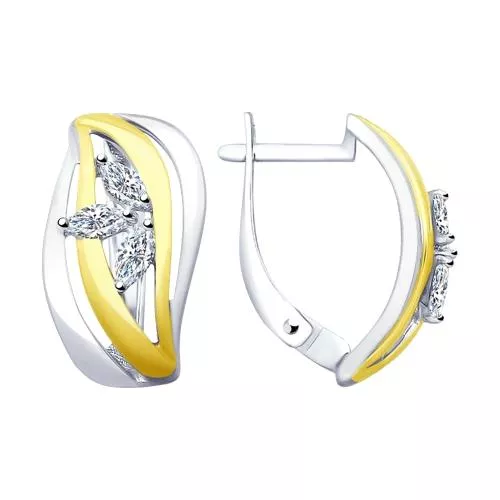 Серьги из серебра с фианитами