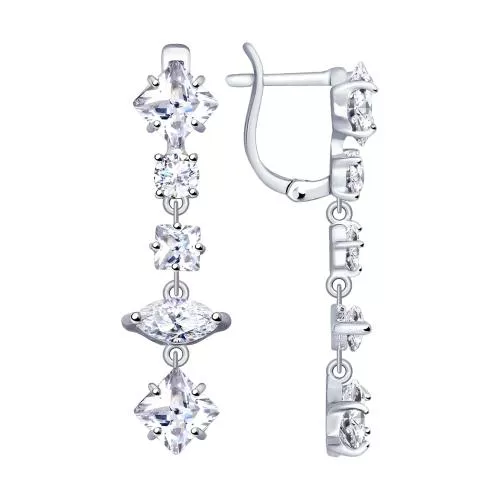 Серьги из серебра с фианитами