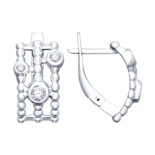 Серьги из серебра с фианитами