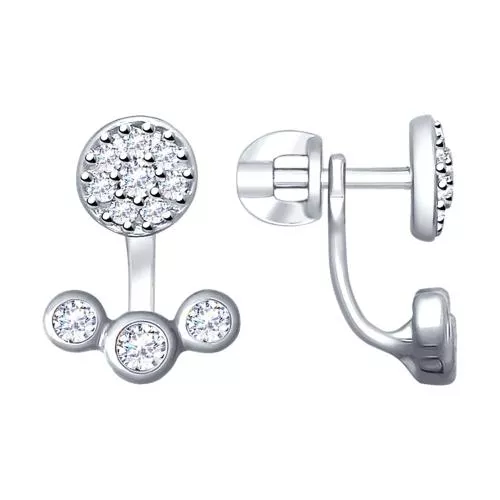 Серьги-джекеты с фианитами