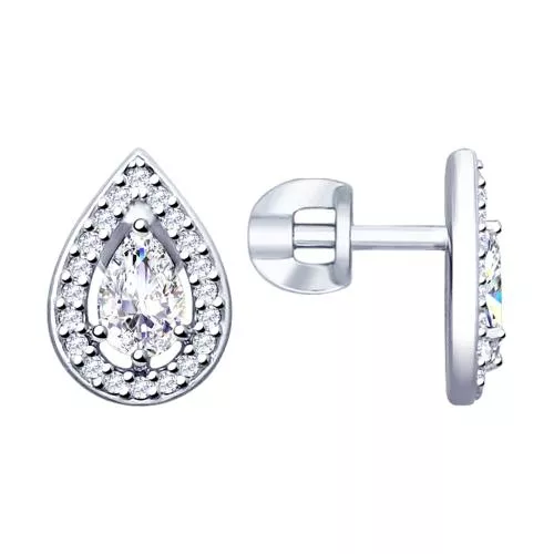 Серьги из серебра с фианитами