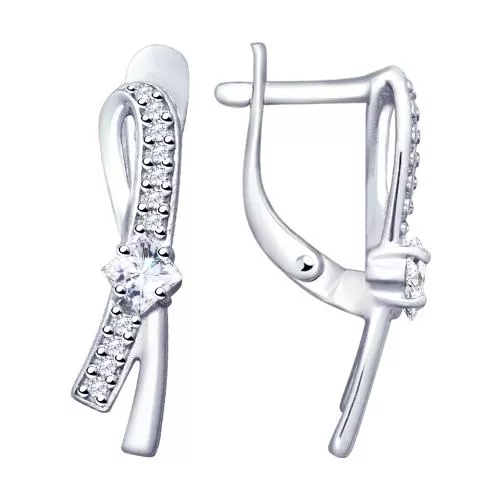 Серьги из серебра с фианитами