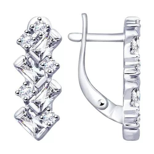Серьги из серебра с фианитами