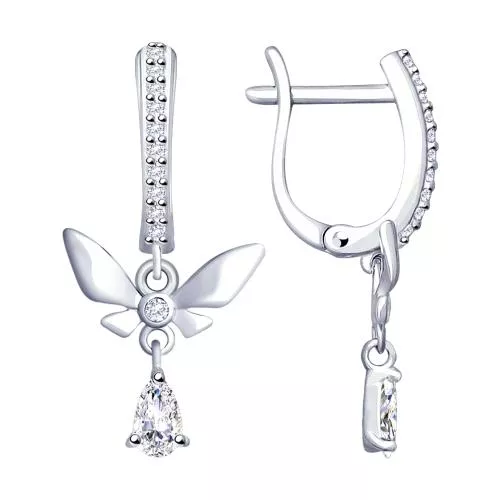 Серьги из серебра с фианитами