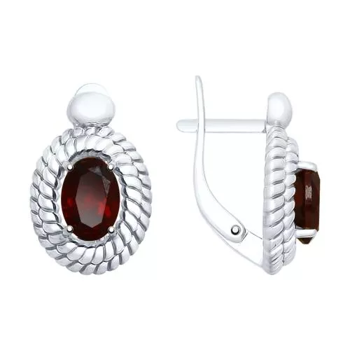 Серьги из серебра с гранатами