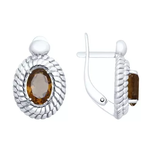 Серьги из серебра с раухтопазами