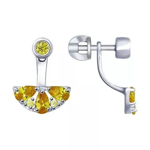 Серьги из серебра с фианитами