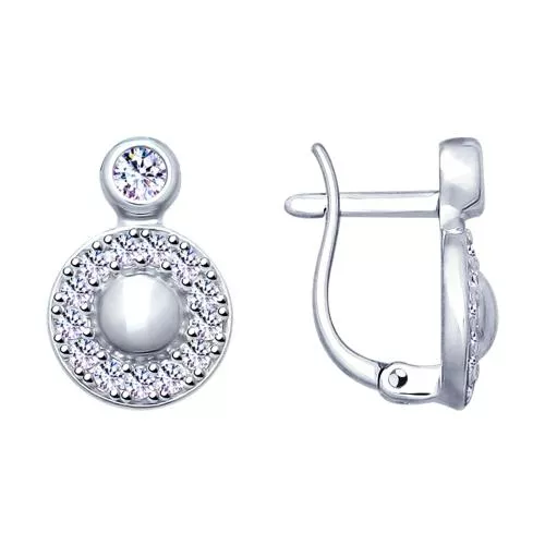 Серьги из серебра с фианитами
