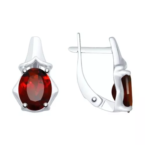 Серьги из серебра с гранатами