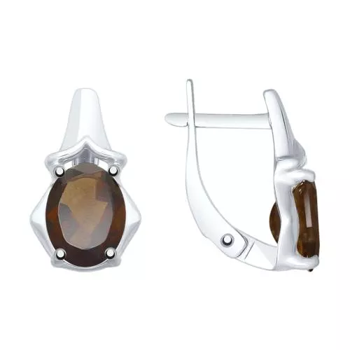 Серьги из серебра с раухтопазами