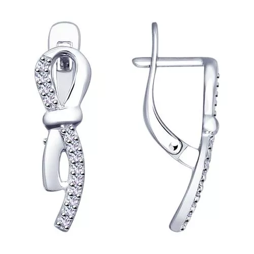 Серьги из серебра с фианитами