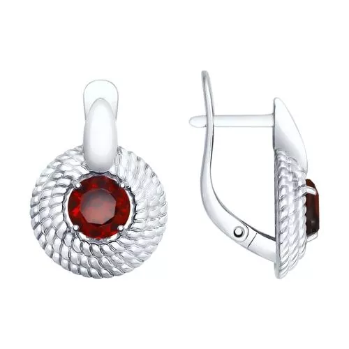 Серьги из серебра с гранатами