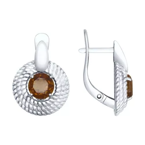 Серьги из серебра с раухтопазами