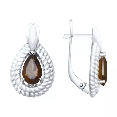 Серьги из серебра с раухтопазами