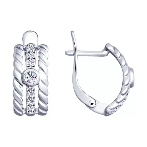 Серьги из серебра с фианитами