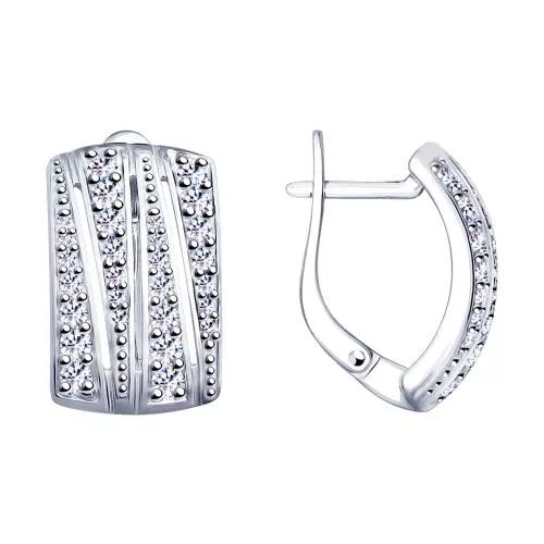 Серьги из серебра с фианитами