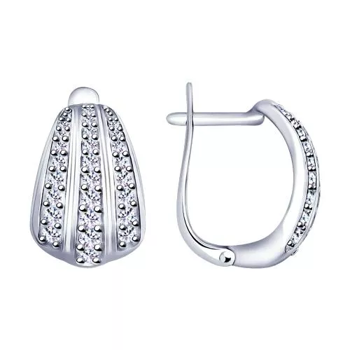 Серьги из серебра с фианитами