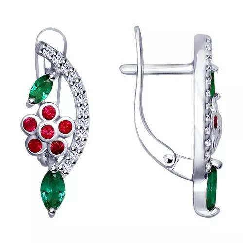 Серьги из серебра с фианитами