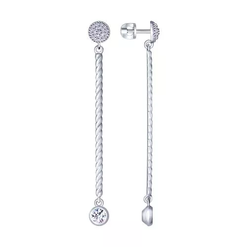 Серьги из серебра с фианитами