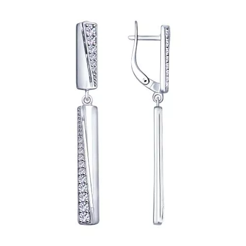 Серьги из серебра с фианитами