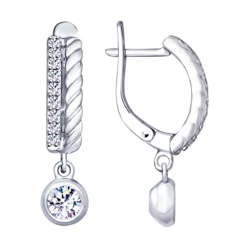 Серьги из серебра с фианитами