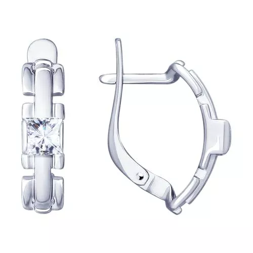 Серьги из серебра с фианитами