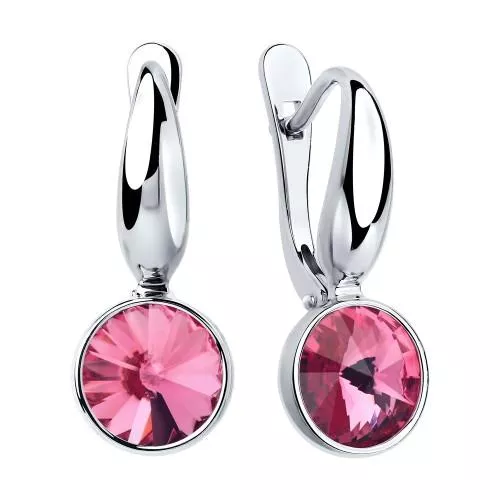 Серьги из серебра с розовыми кристаллами Swarovski