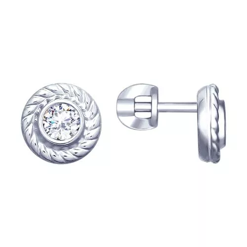 Серьги из серебра с фианитами