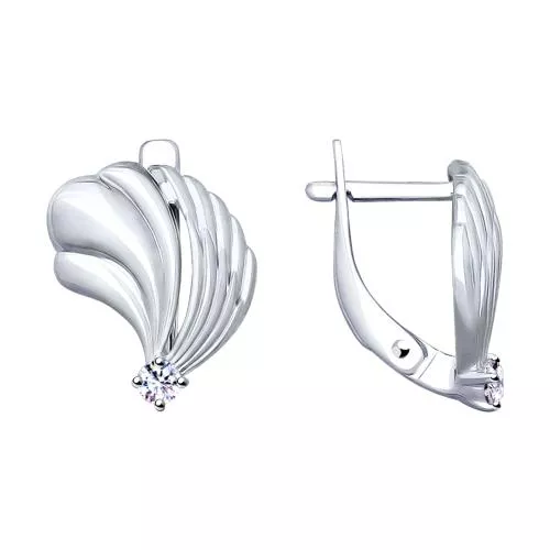 Серьги из серебра с фианитами